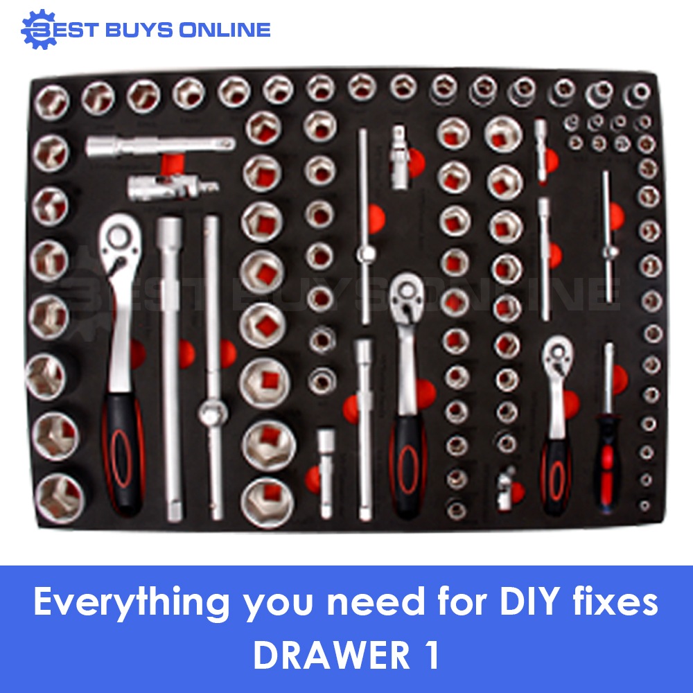 Tool box 7 Drawers Toolset Roller 200 pcs Socket Spanner