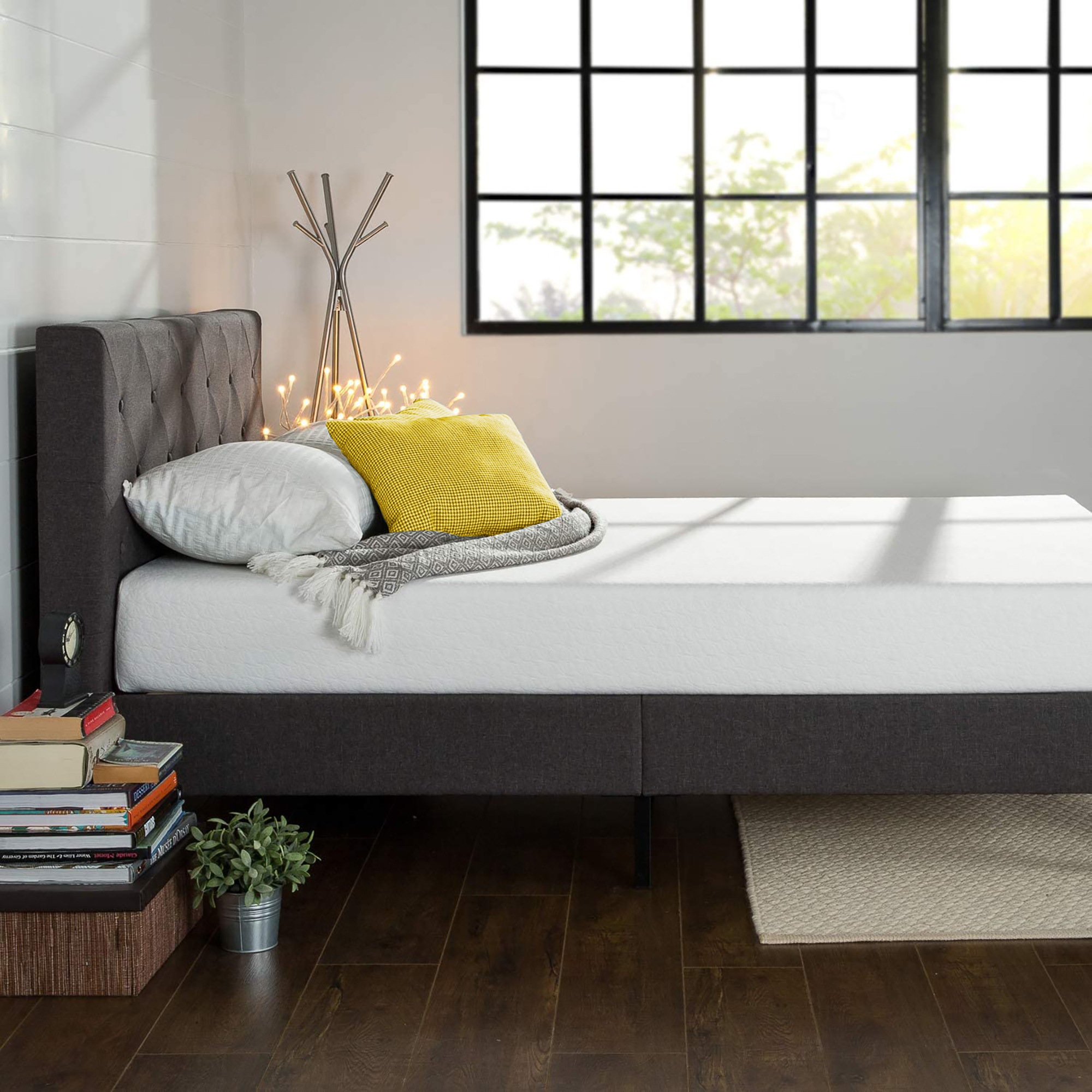 Zinus Shalini Upholstered Diamond Stitched Platform Fabric Bed Frame ...