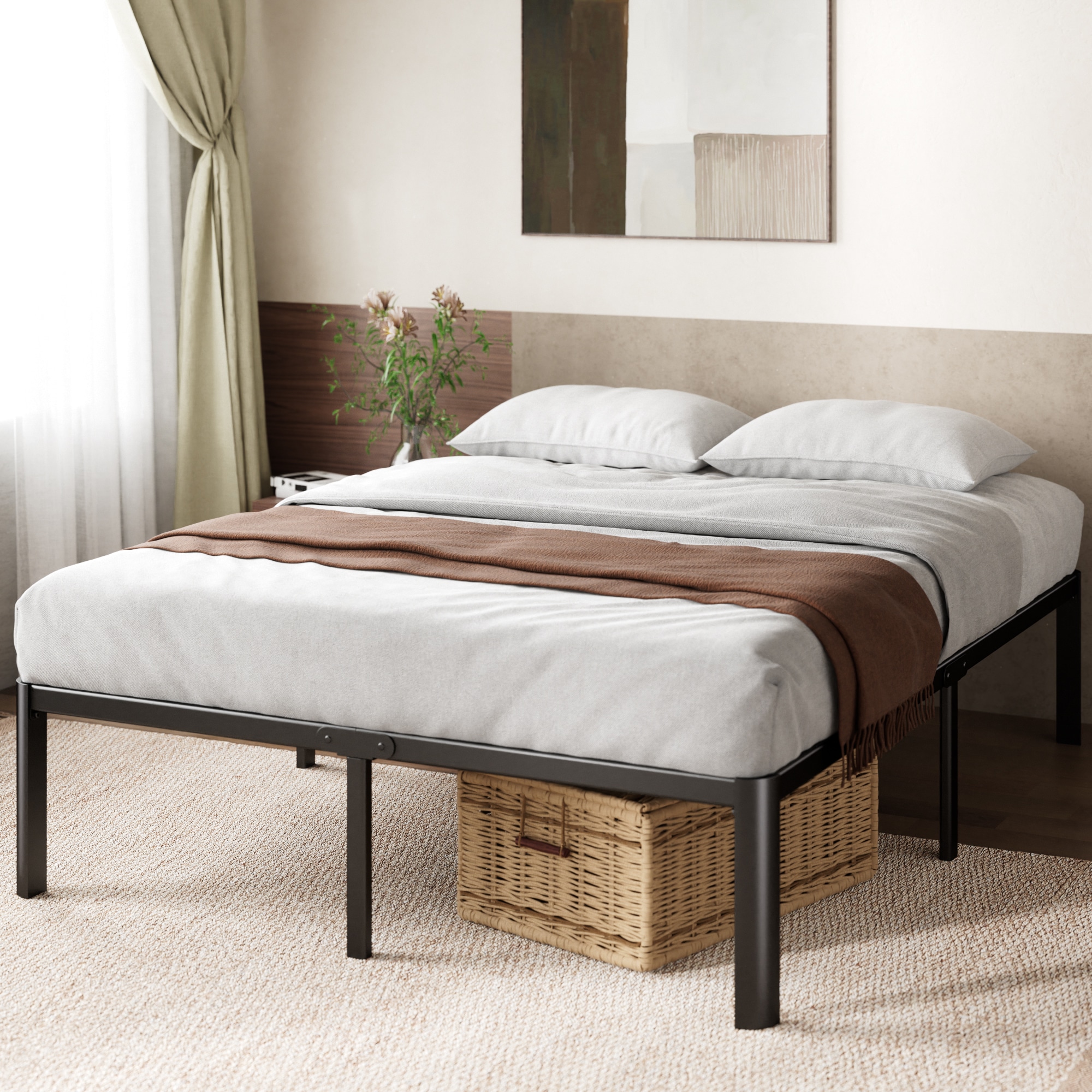 Zinus 40cm Metal Bed Frame Platform with Steel Slat Support Mattress