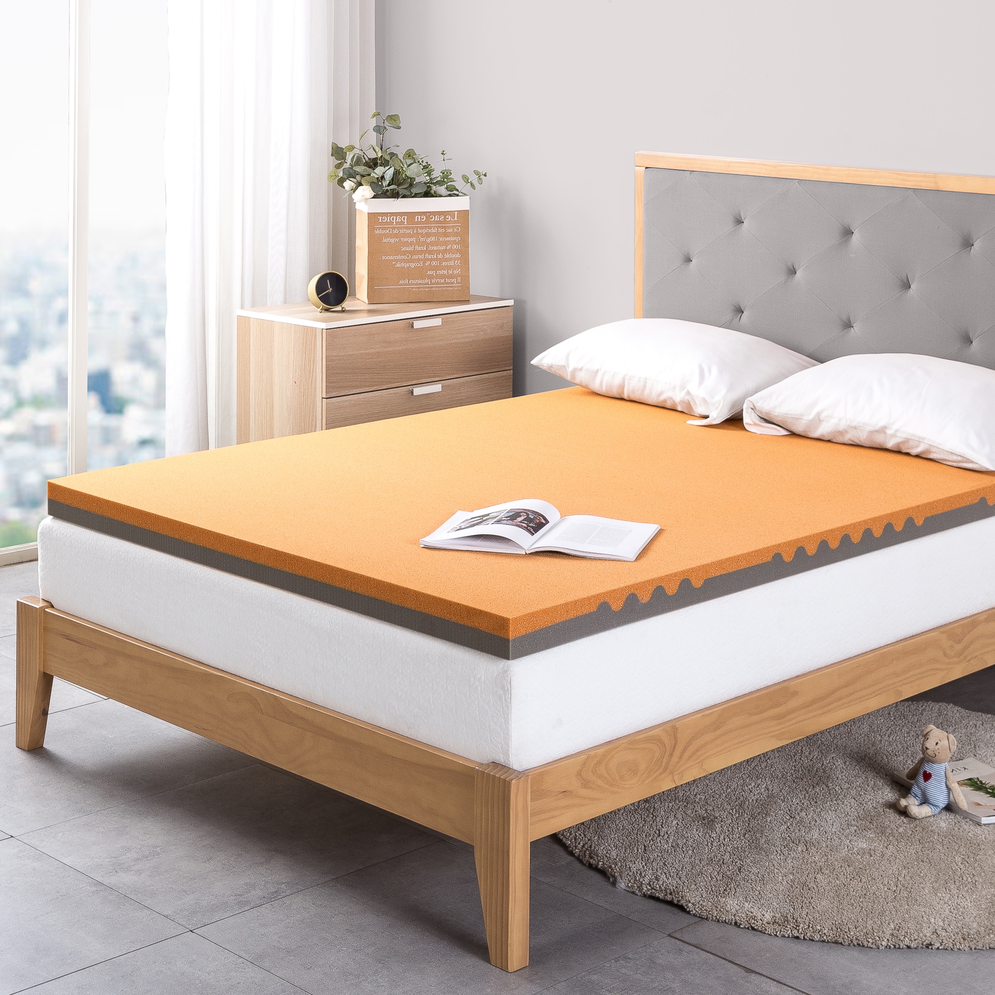 Zinus 7.5cm Torso Tec Gel Cool Antimicrobial Copper Memory Foam Topper Memory Foam Mattress