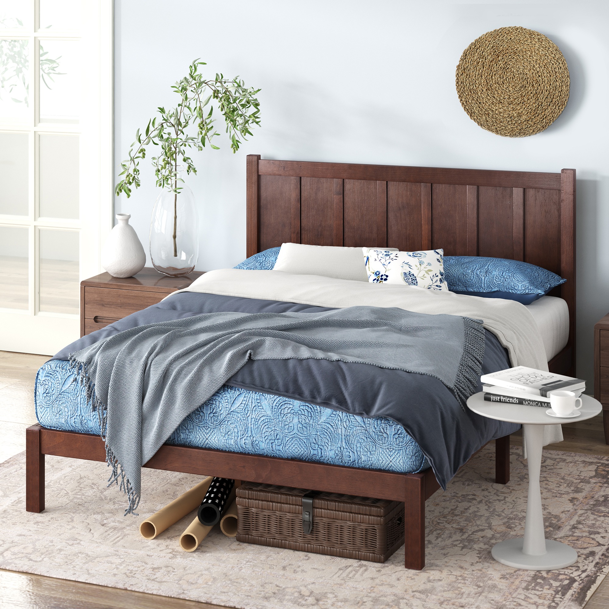 Zinus Adrian Timber Bed Frame Base Mattress Foundation Solid Wood