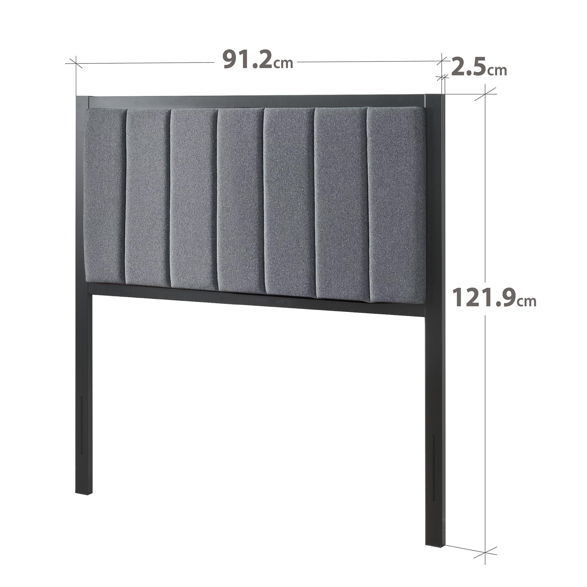 Zinus Anuar Fabric Headboard Banded Grey Upholstered Metal HD Foam Bed