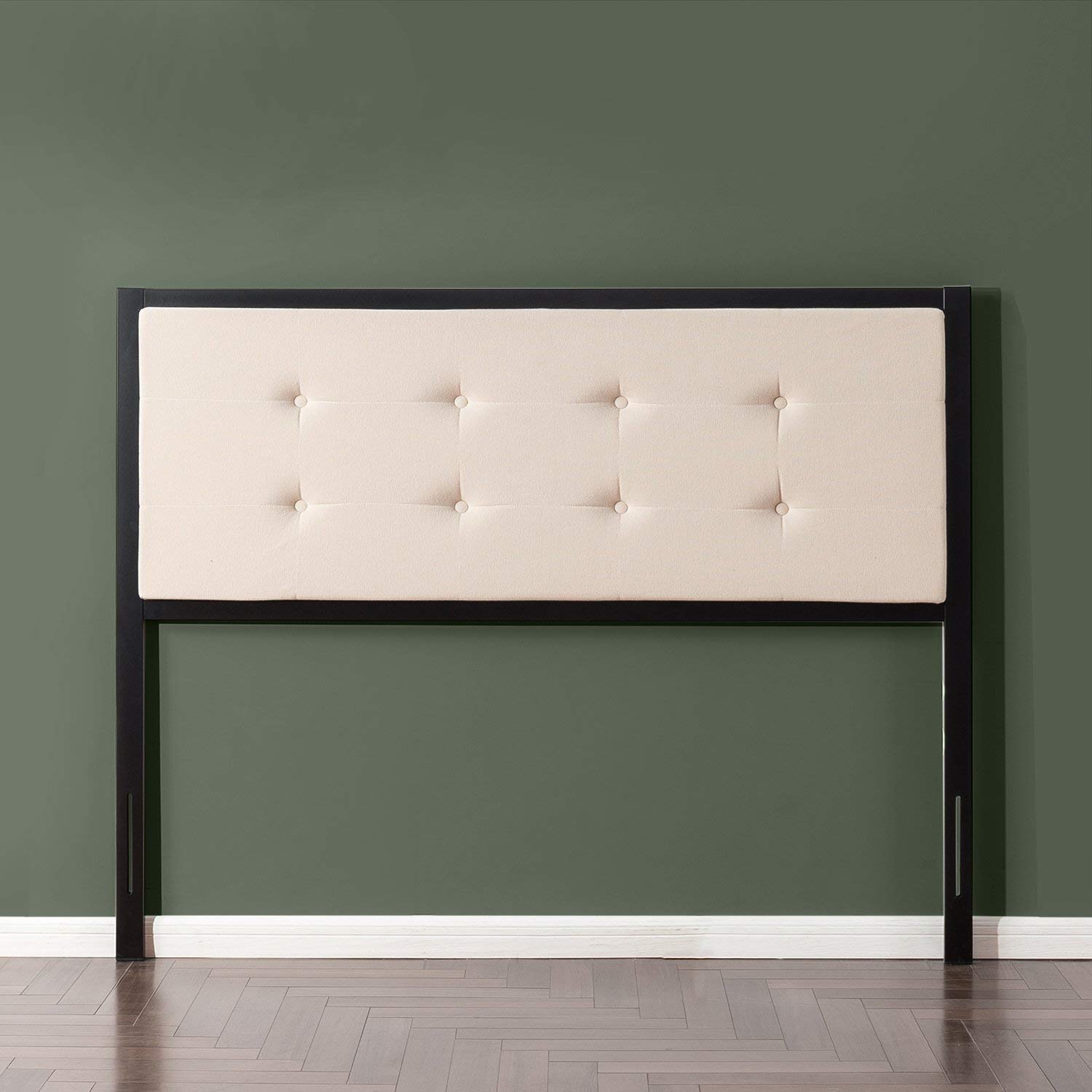 Zinus Barbara Fabric Headboard Button Tufted Taupe Upholstered Metal HD
