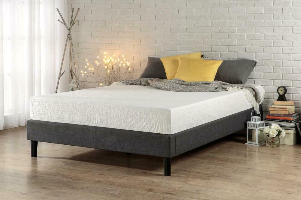 Zinus Curtis Essential Fabric Bed Base Upholstered Grey Bed Frame