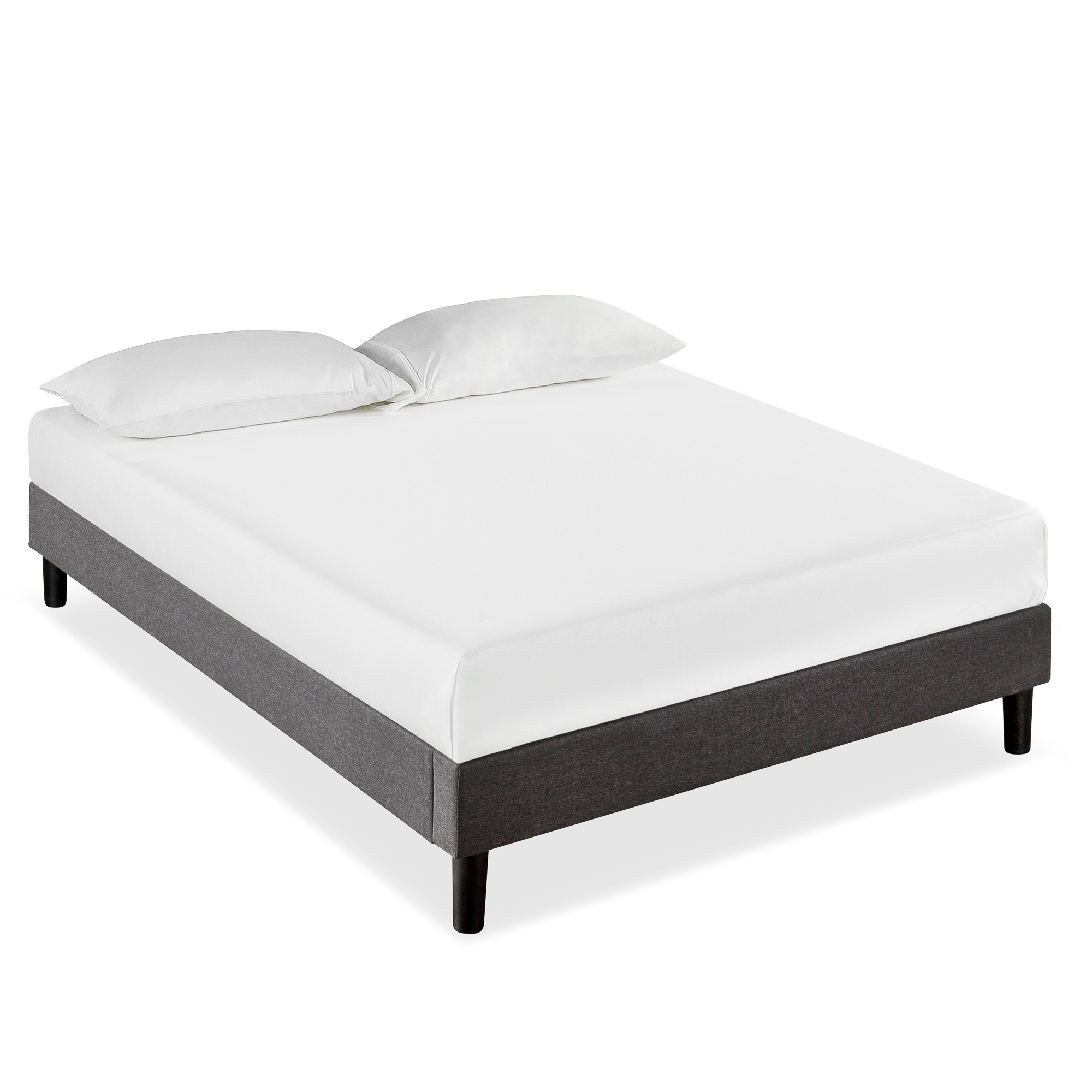 Zinus Curtis Essential Fabric Bed Base Upholstered Grey Bed Frame