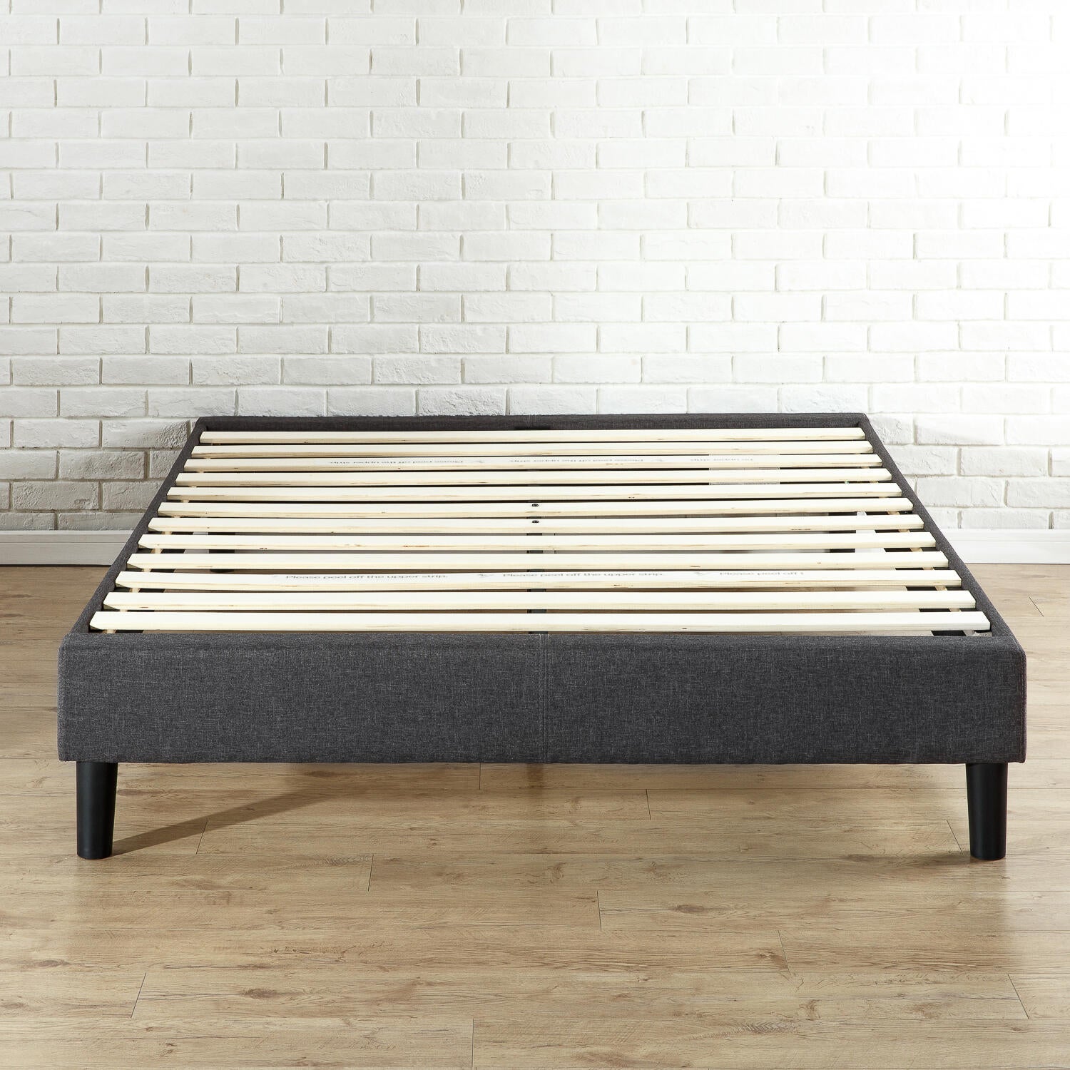 Zinus Curtis Essential Fabric Bed Base Upholstered Grey Bed Frame