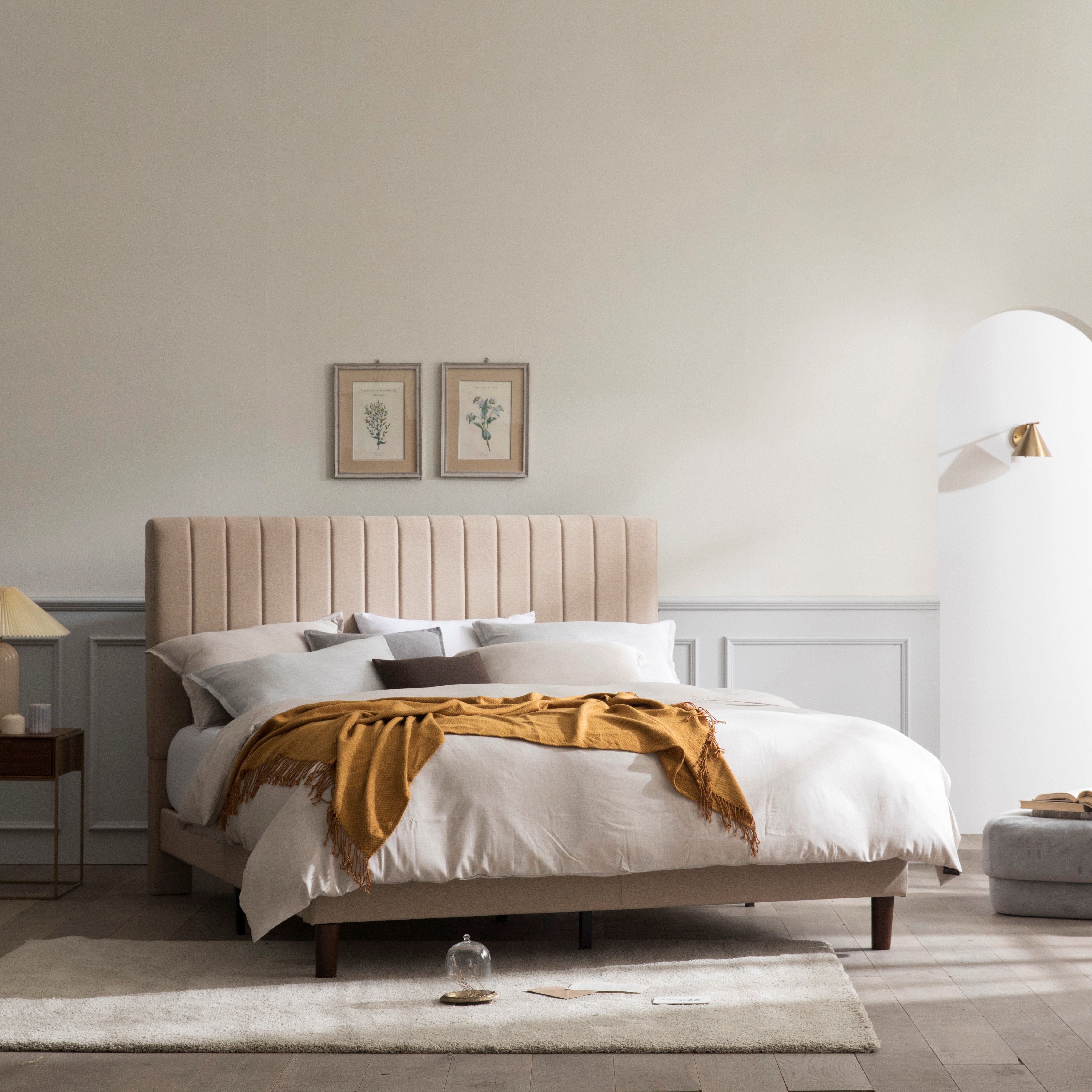 Zinus Debi Upholstered Fabric Bed Frame Base Mattress Platform Tall