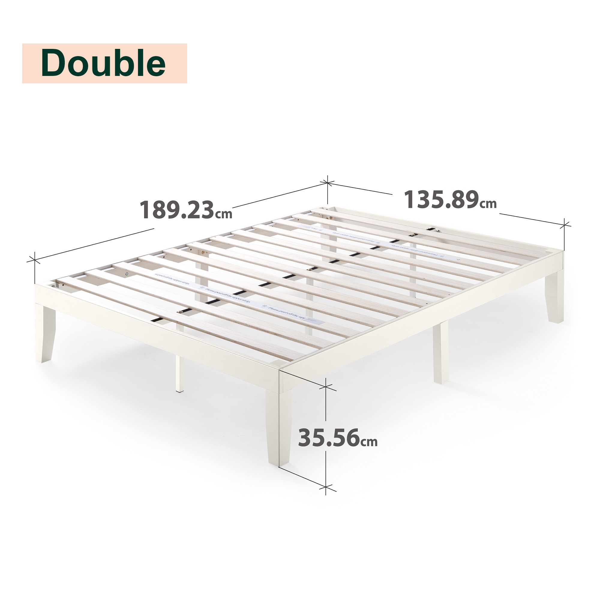 Zinus Moiz White Timber Bed Frame Wood Platform Mattress Foundation