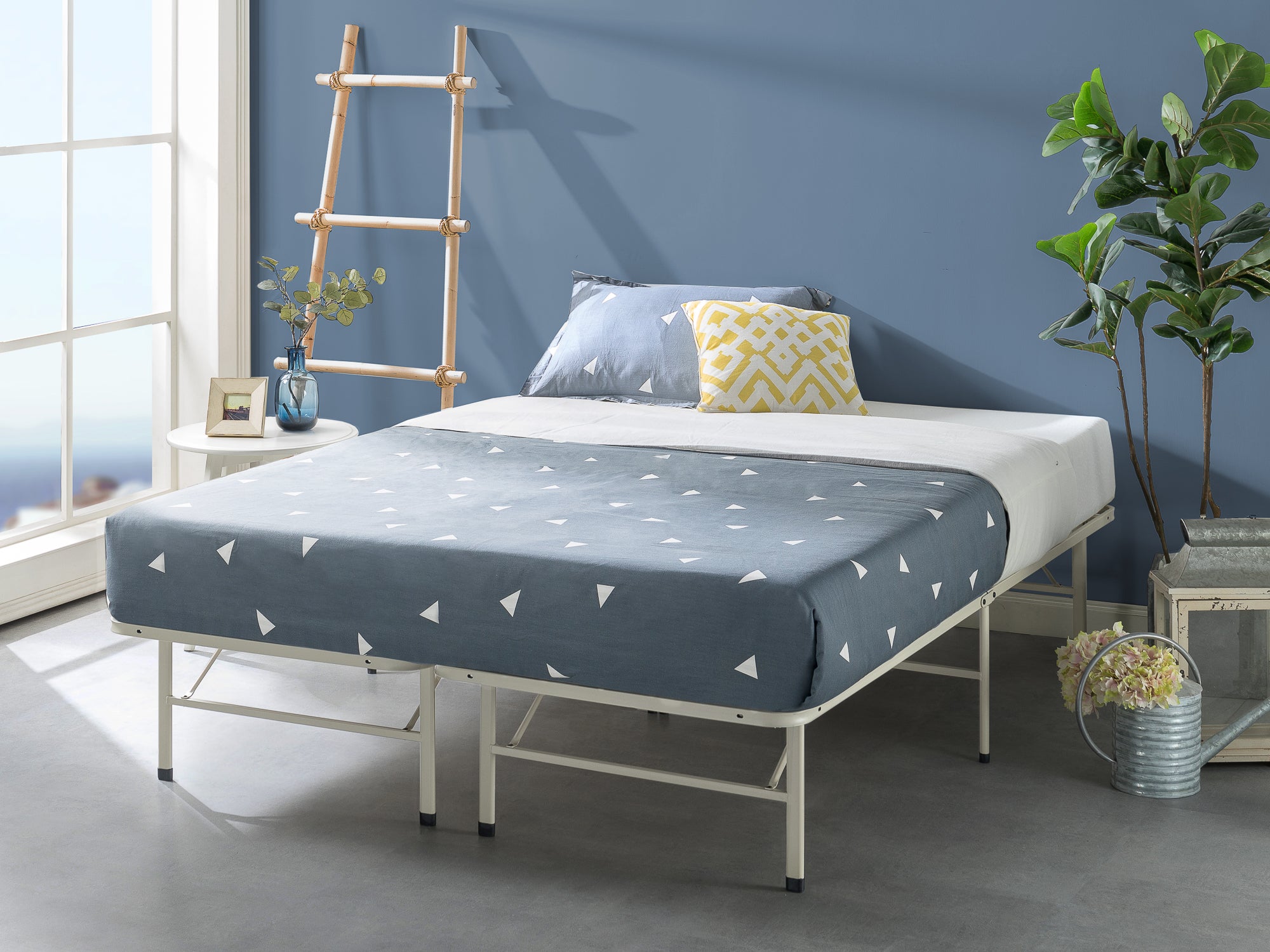 folding queen bed frame with mattress stopper