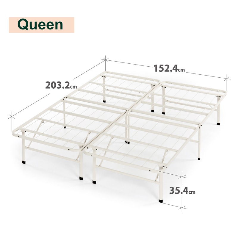 Zinus Premium White Metal Smartbase Bed Frame Foldable Folding Bed Base