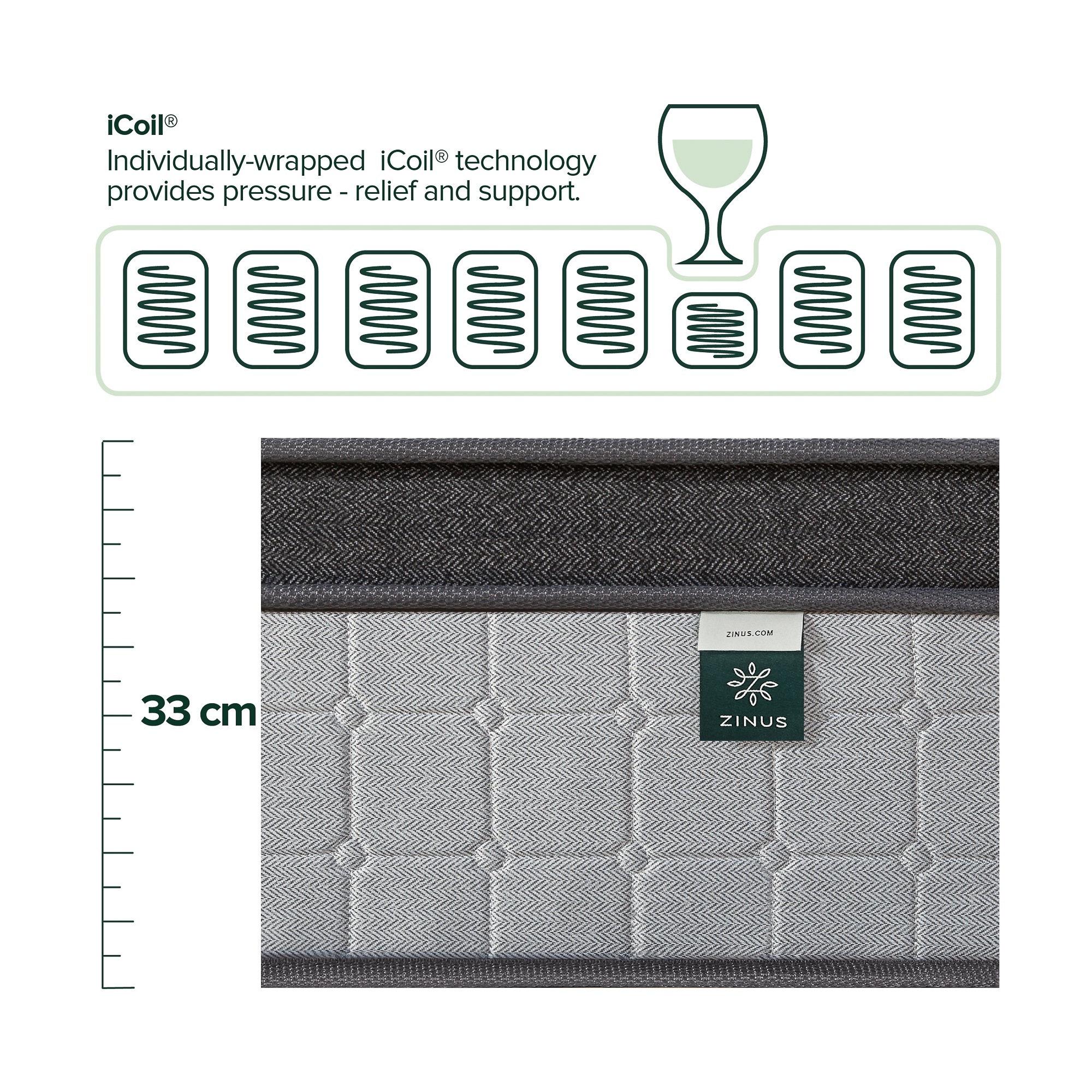 Zinus Support Plus iCoil Pocket Spring Mattress Medium Plush Comfort