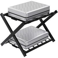Folding Iron Luggage Rack Suitcase Stand w/Shelf Bag Suitcase Storage for Motel Hotels