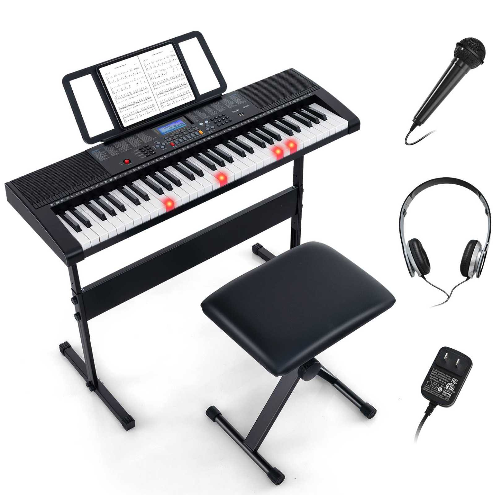 61 Keys Electronic Piano Keyboard Portable Cordless Music MIDI White Buy Digital Pianos