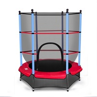 Kids 4.5ft Round Trampoline w/Enclosure Safety Net Outdoor Jumping Gift
