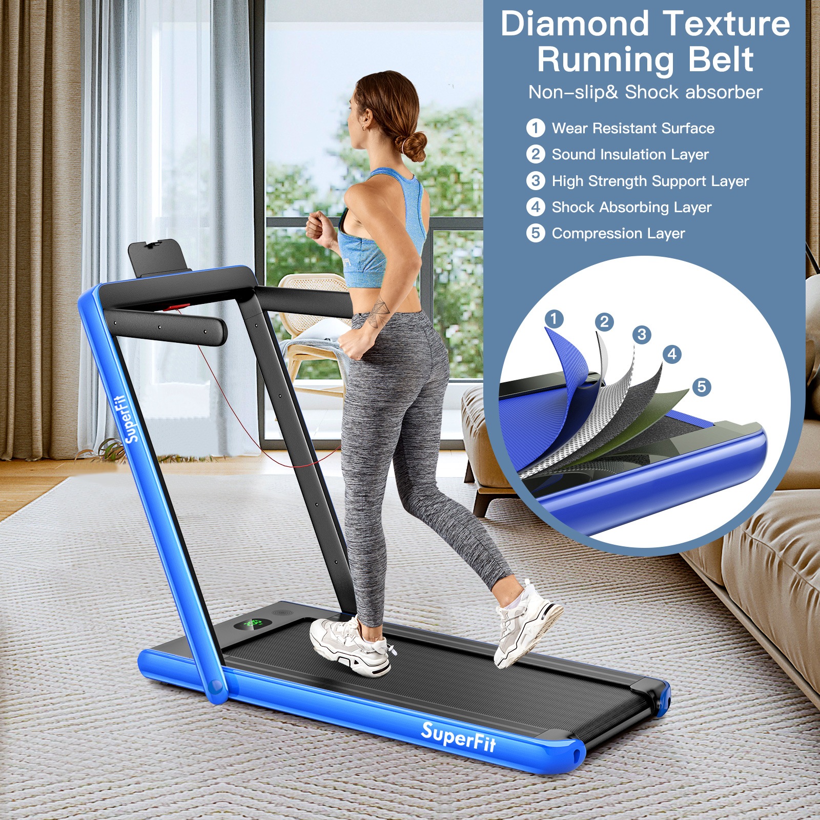 Costway 2 IN 1 Electric Treadmill, Folding Compact Running