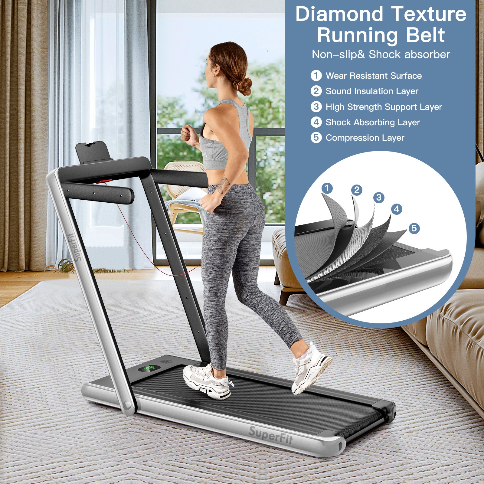 Costway Cardio Electric Treadmill, Folding Running Machine Home Gym