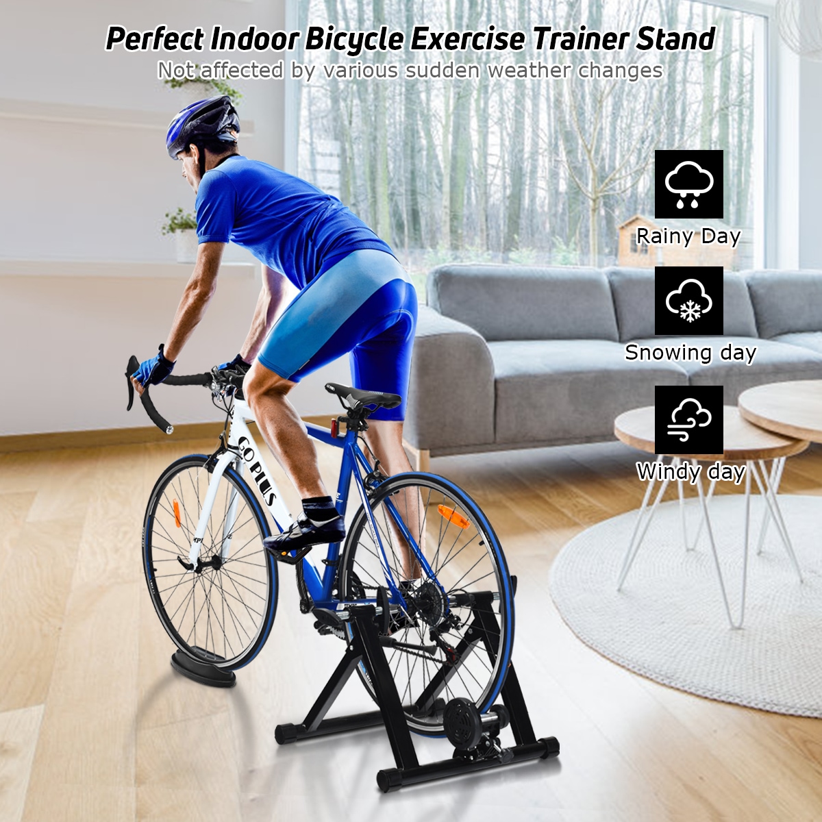 Costway Indoor Bicycle Trainer Stand Portable Exercise Bicycle Magnetic Training Rack Home indoor bike trainer stand with app