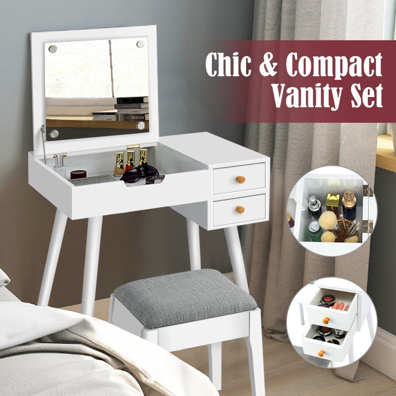 Mirrored Dressing Table Stool Set, Jewellery Storage ...