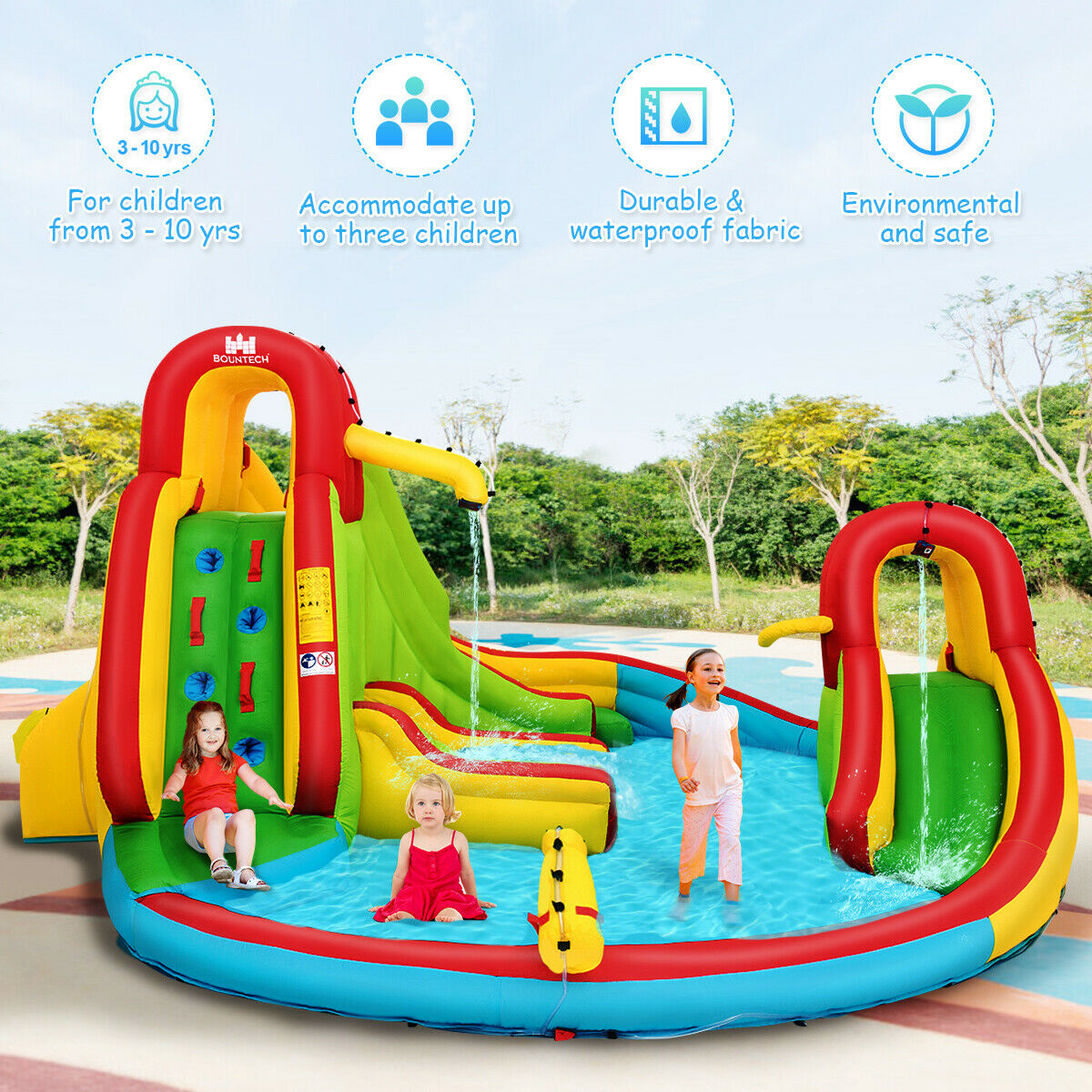 Inflatable Water Slide, w/ Double Slides, Jumping Castle, Bouncer House