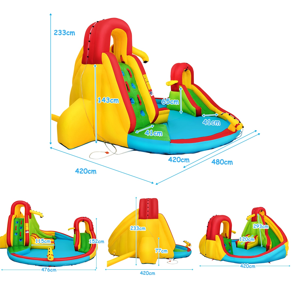 Inflatable Water Slide, w/ Double Slides, Jumping Castle, Bouncer House