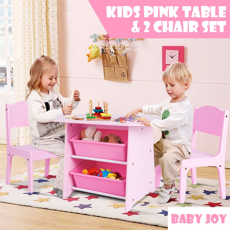 Kids Table And Chairs Set Study Desk Play Table Storage Activity