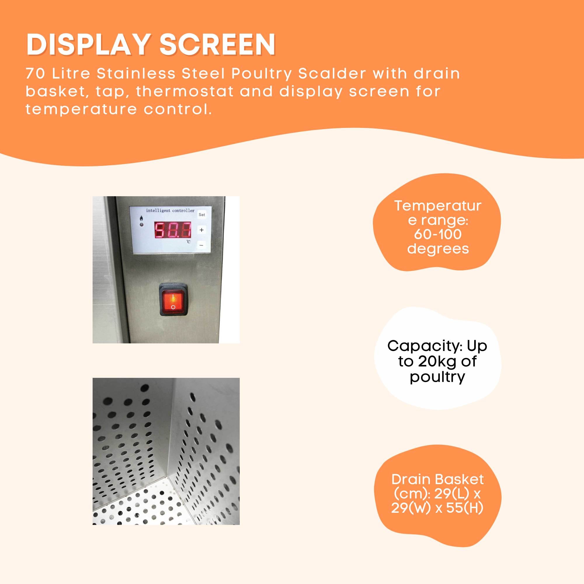 70L Electric Chicken Scalder Machine Stainless Steel Poultry Turkey