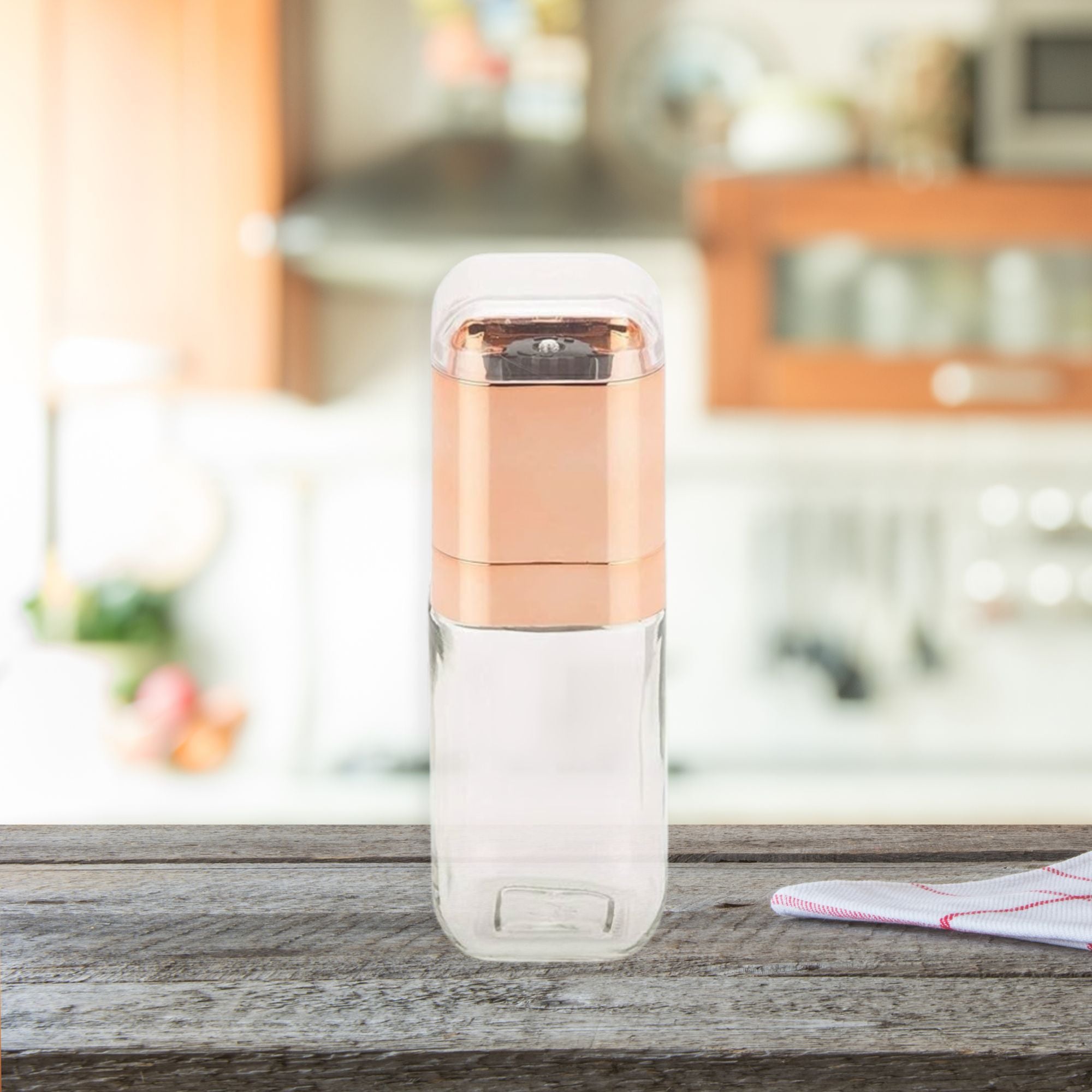 Design Glass Salt Pepper Grinder Rose Gold 180ml Bottle Manual Ceramic