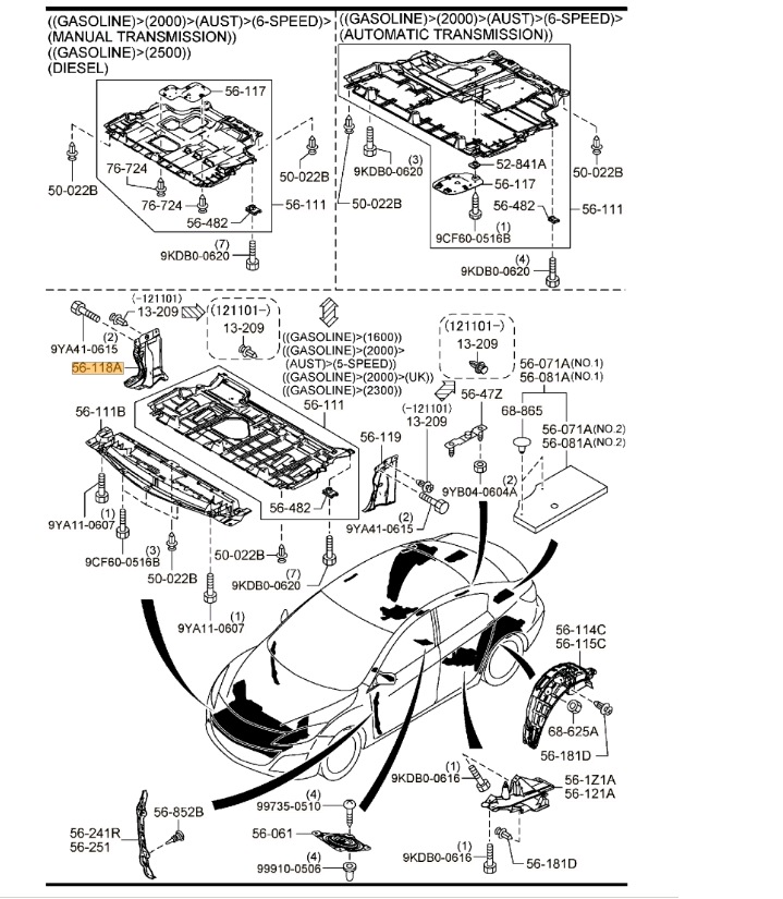 Genuine Mazda 3 BL Right Splash Shield Mazda3 2009 2013 BBM456114B
