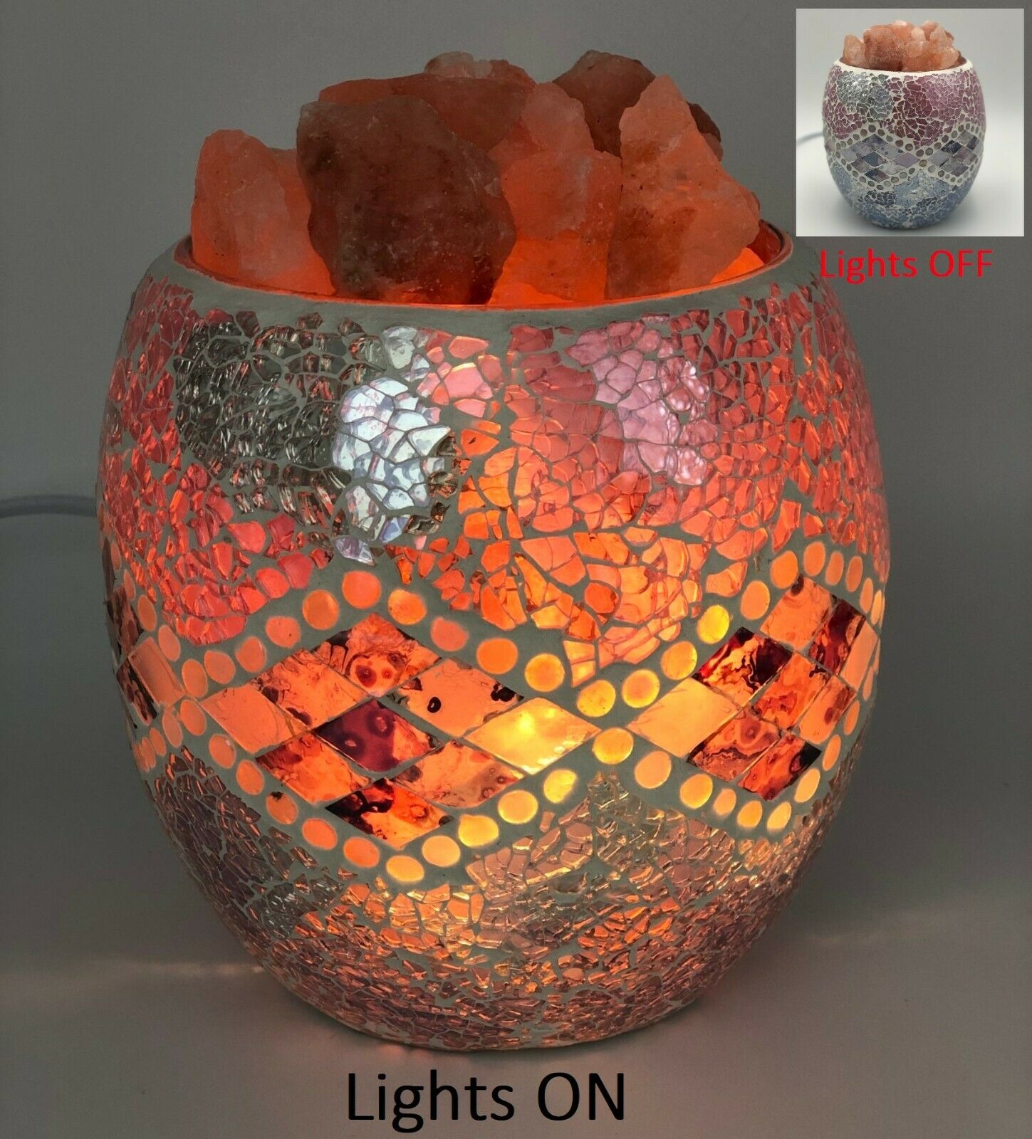 Pink Aztec Glass Mosaic Vase Bowl HIMALAYAN CRYSTAL SALT LAMP Natural