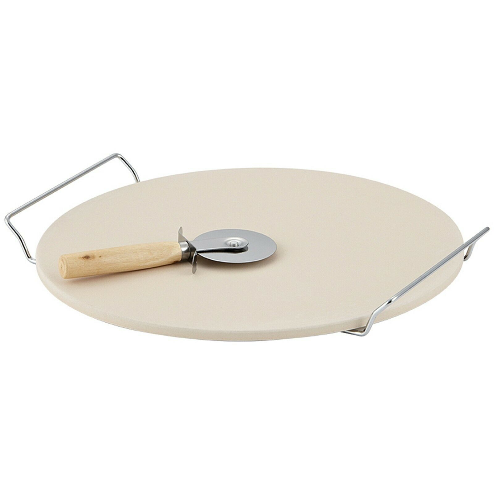 Pizza Stone set 3 Piece Ceramic pizza stone/Serving Rack/Pizza Cutter