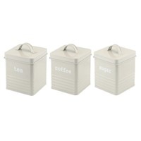 Apollo Set of 3 Square Ribbed Canisters, Grey