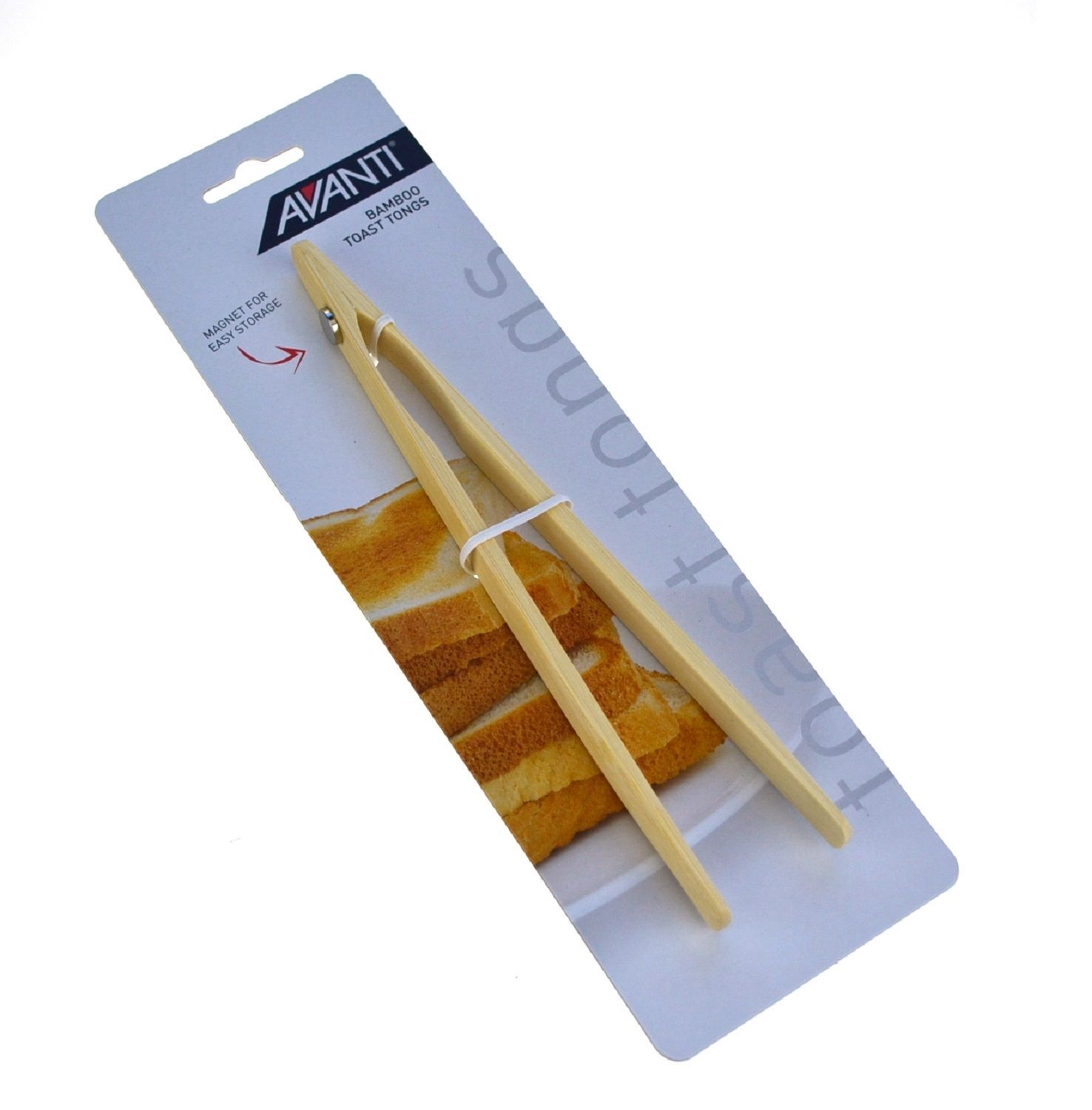 AVANTI BAMBOO TOAST TONGS WITH Tong Clip Kitchen Utensil Gadget