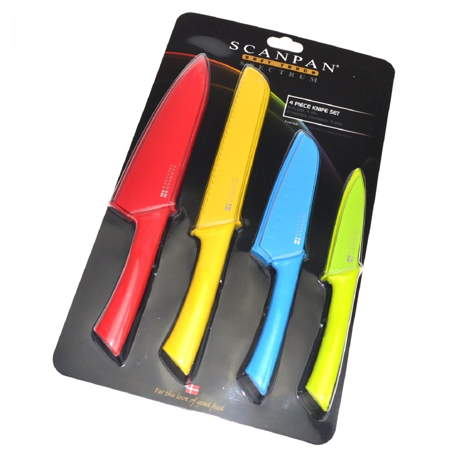 SCANPAN SOFT TOUCH SPECTRUM 4 PIECE COLOURED KITCHEN KNIFE SET COLOURED