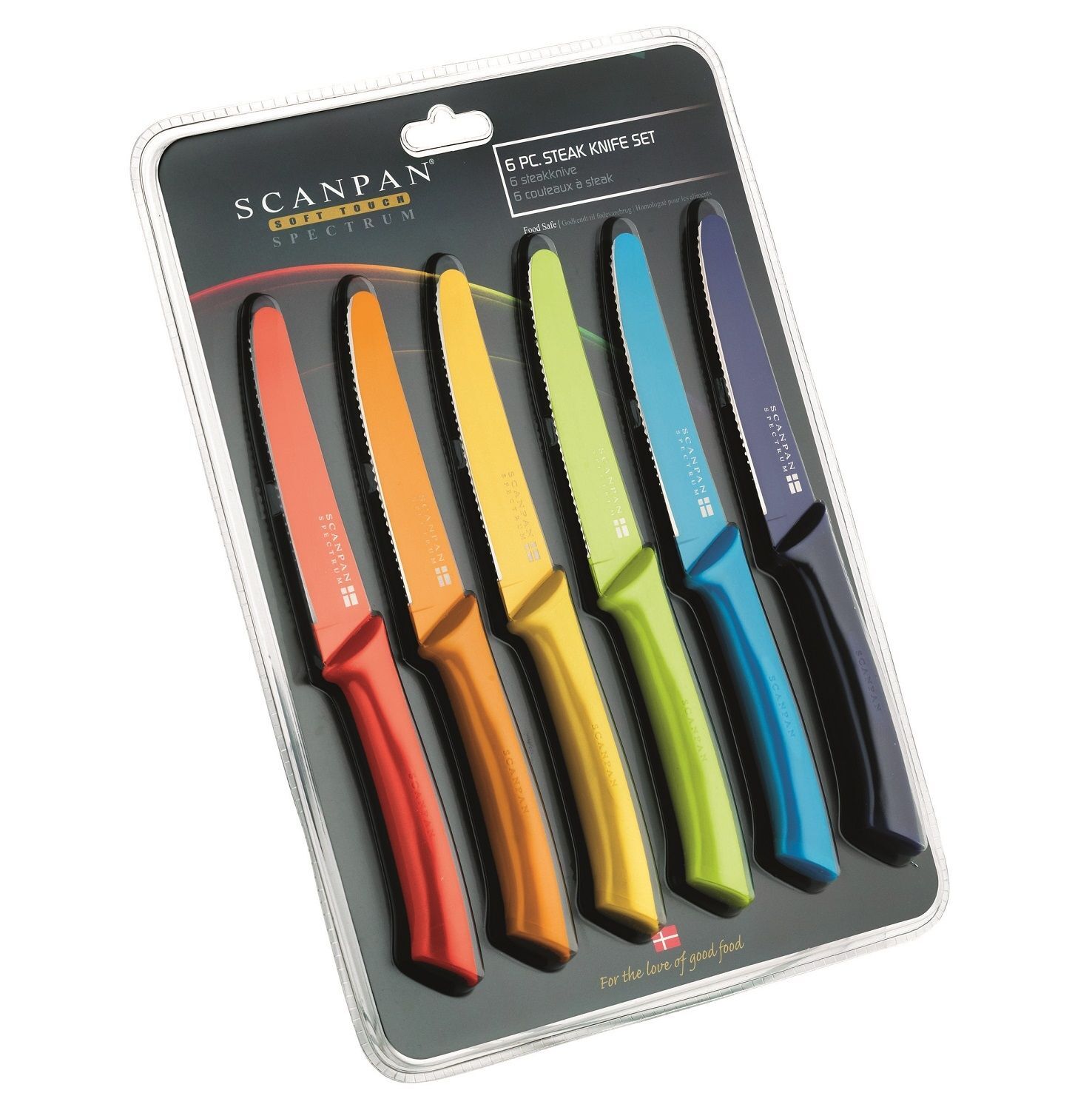 SCANPAN SOFT TOUCH SPECTRUM 6 PIECE STEAK KNIVES COLOURED Buy