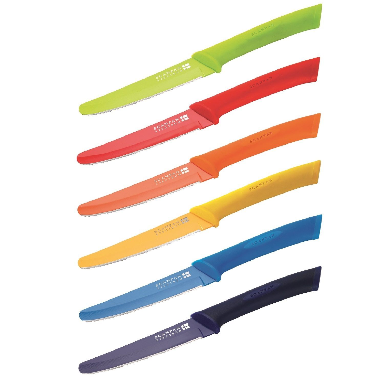 SCANPAN SOFT TOUCH SPECTRUM 6 PIECE STEAK KNIVES COLOURED Buy