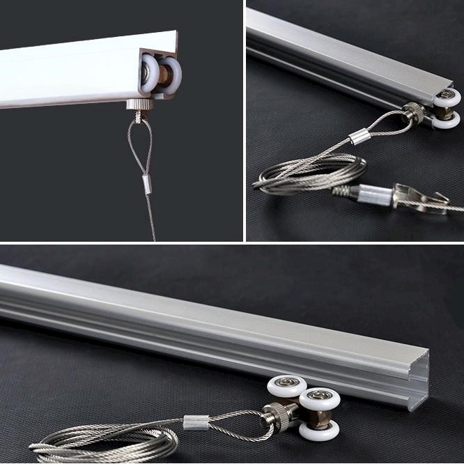 Professional Art Picture Hanging All in 1 2M Wheel Roller Rail Art