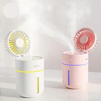 2000 mAh Battery Fan with Air Humidifier 400ML USB Aroma Essential Oil Diffuser 7Color Night Light ventilador Portable Table Fan