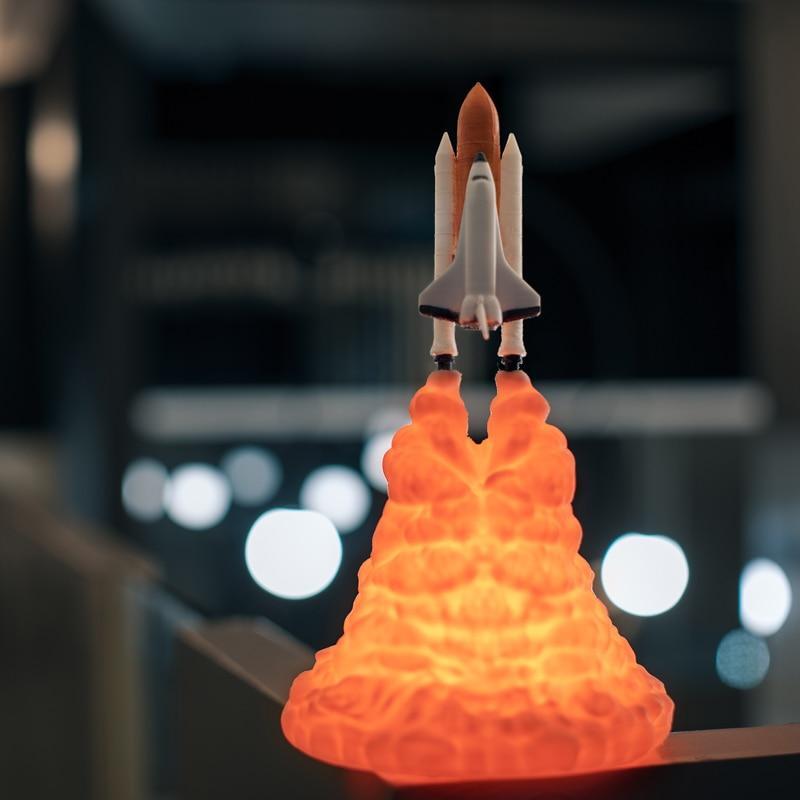 3D Print Space Shuttle Lamp Rechargeable Bedroom Bedside Night Light Decor AU