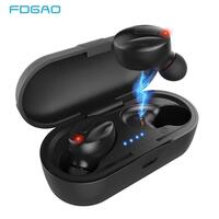 TWS V5.0 Wireless Bluetooth Earphone Mini Wireless Headphons Sport Handsfree Earbuds Stereo Dual Headset With Mic Charging Box (Black)