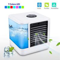 2019 USB Mini Portable Air Conditioner Humidifier Purifier 7 Colors Light Desktop Air Cooling Fan Air Cooler Fan for Office Home (Air Cooler)
