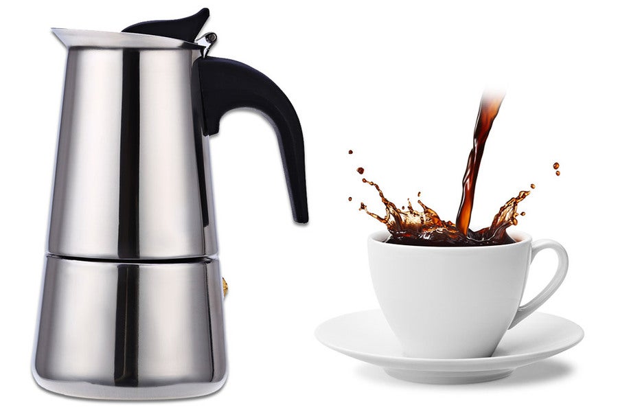 Stainless Steel Moka Coffee Maker Mocha Espresso Latte Stovetop Filter Coffee Pot Percolator Tools Easy Clean for Home Office (100ml), Size: 5.51 x