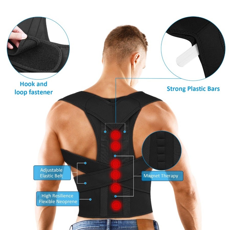 Posture Corrector Support Magnetic Back Shoulder Brace Belt For Men Women ERNIC 
