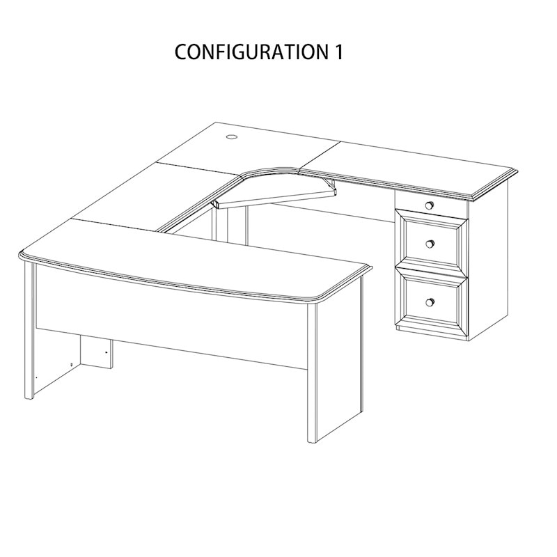Home Office U Shape Executive Desk With Filling Draw Brushed Home Office U Shape Executive Desk