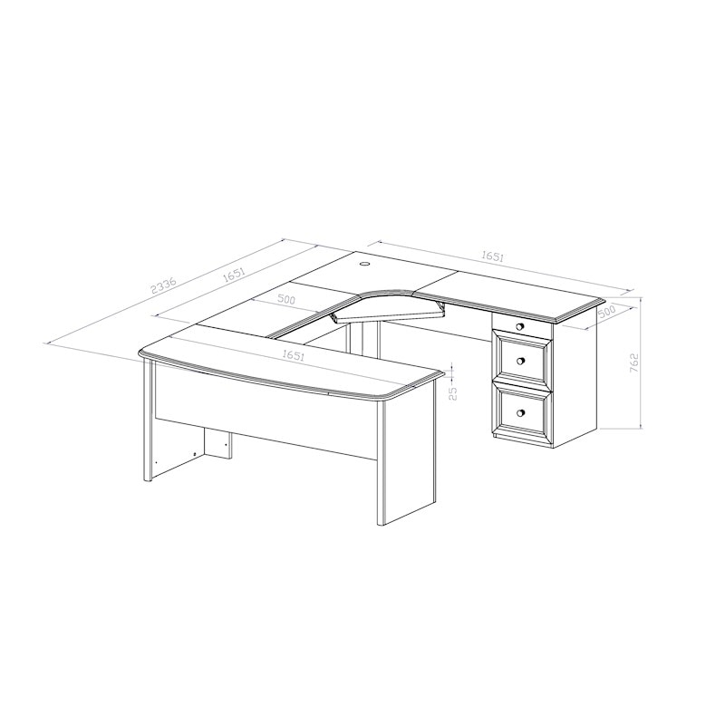 Home Office U Shape Executive Desk With Filling Draw Brushed Home Office U Shape Executive Desk