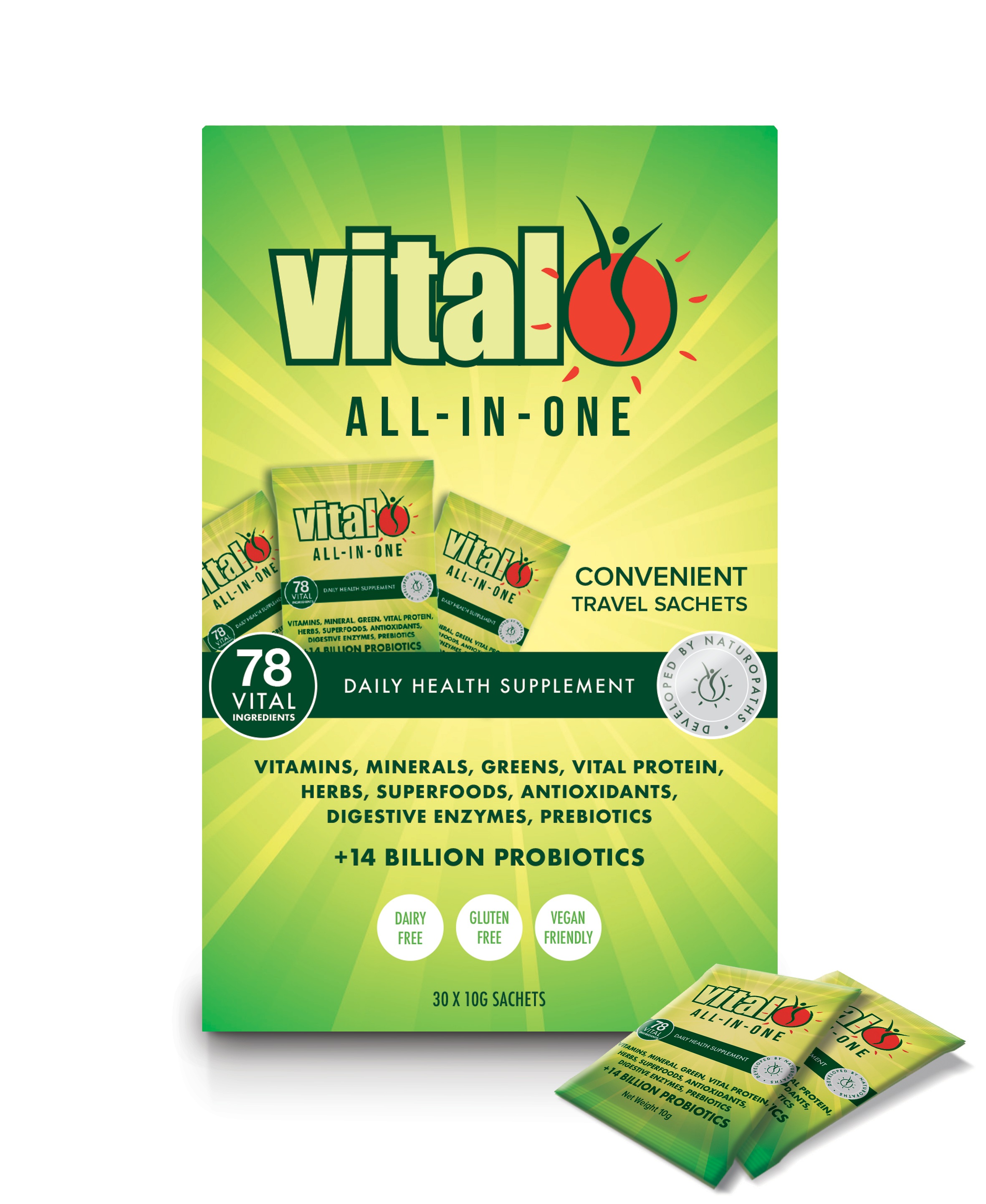 Vital AllInOne Daily Health Supplement Sachet Travel Box (30 x 10GM