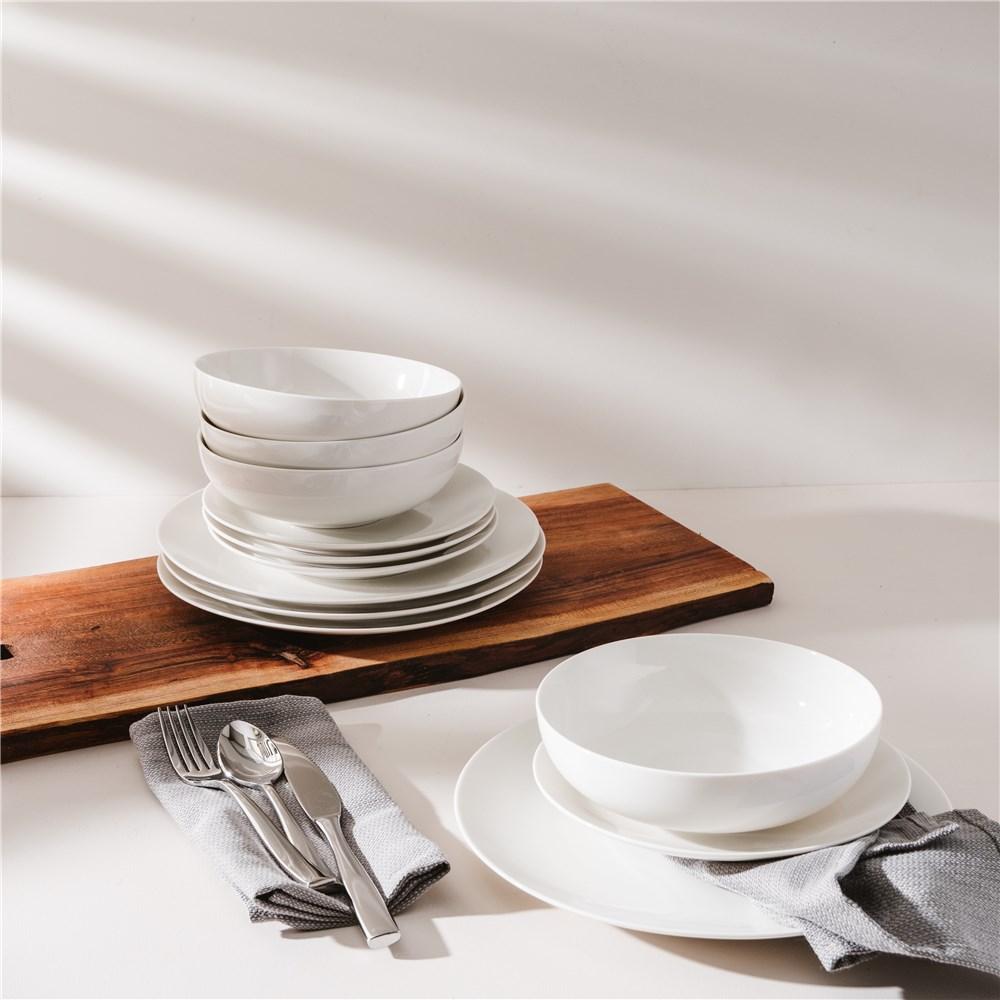 Alex Liddy Modern White Coupe 12 Piece Dinner Set White Bone China 4