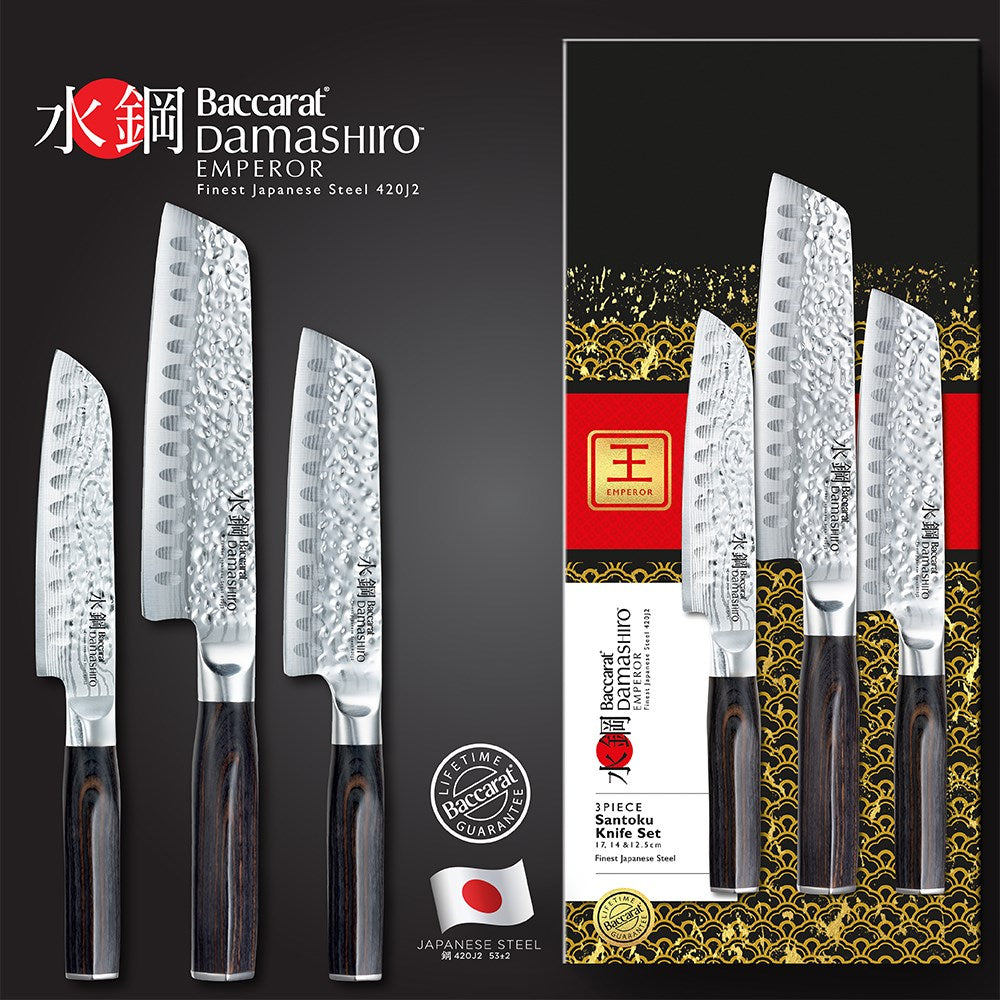 Baccarat Damashiro Emperor Santoku Set of 3 Buy Kitchen Knives