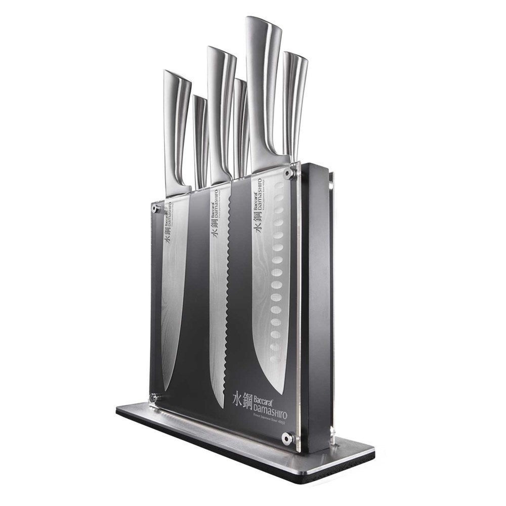 Baccarat Damashiro Kin 7 Piece Knife Block Set Modern Japanese Steel