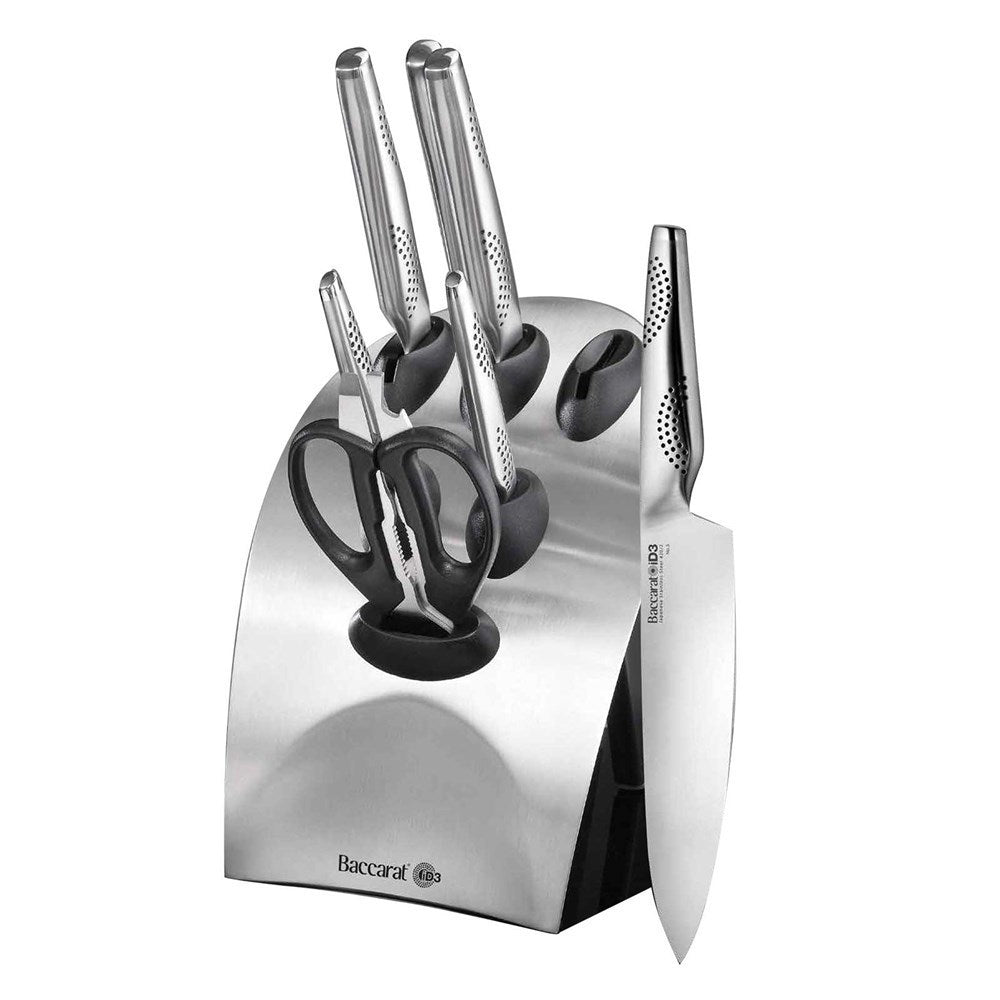 Baccarat iD3 Tora 7 Piece Knife Block Japanese Steel Scissors Lifetime