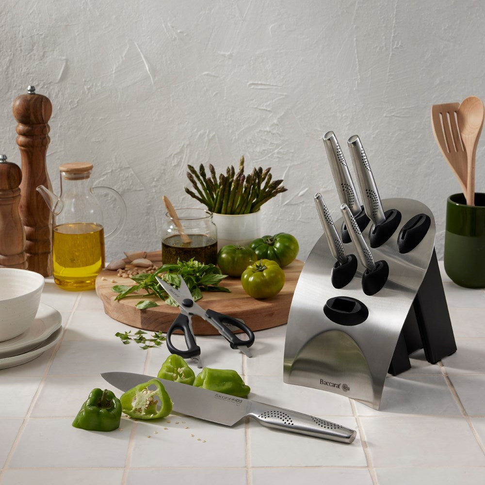 Baccarat iD3 Tora 7 Piece Knife Block Japanese Steel Scissors Lifetime